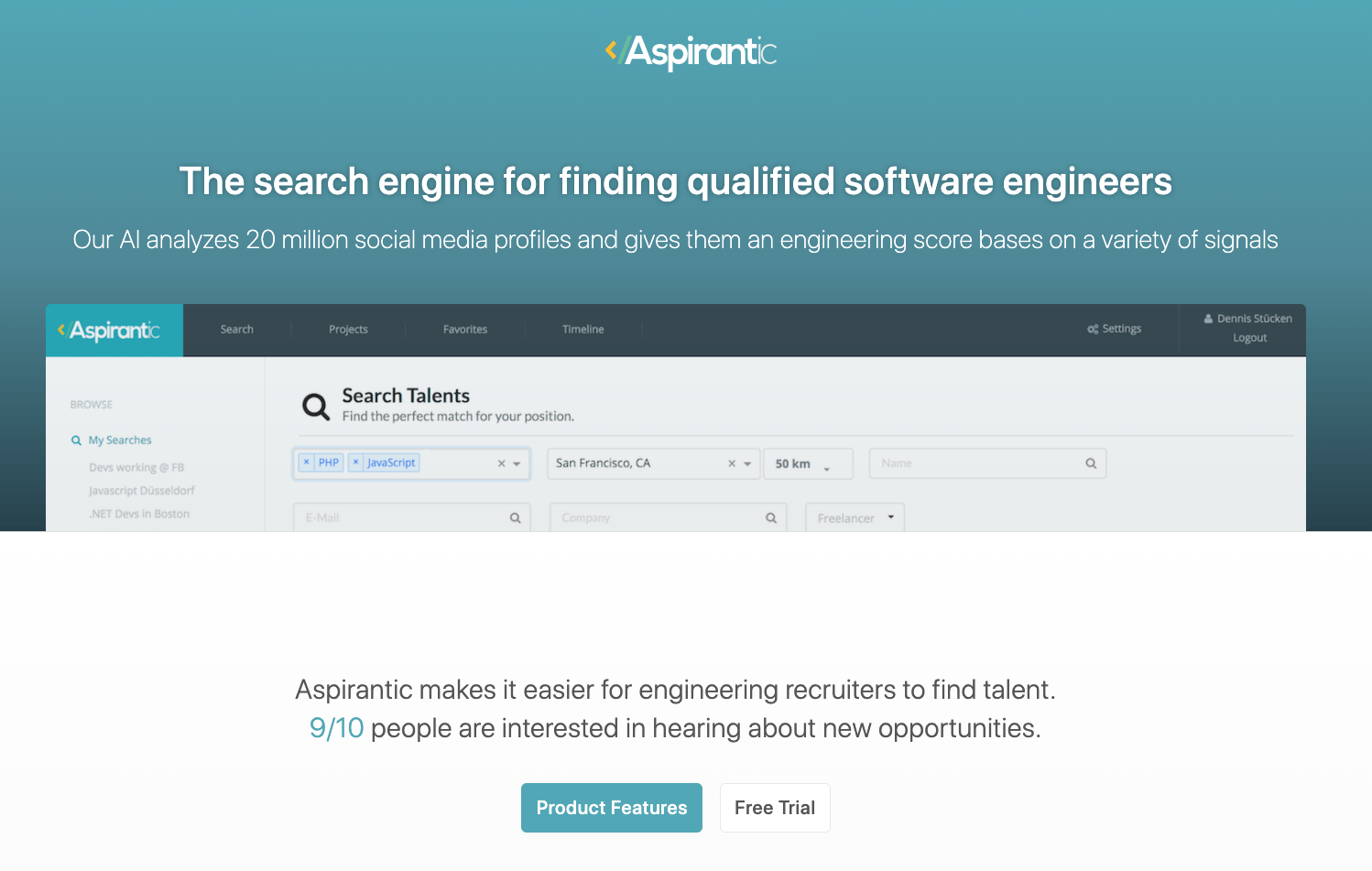 Aspirantic - A Profile Database with Software Engineers