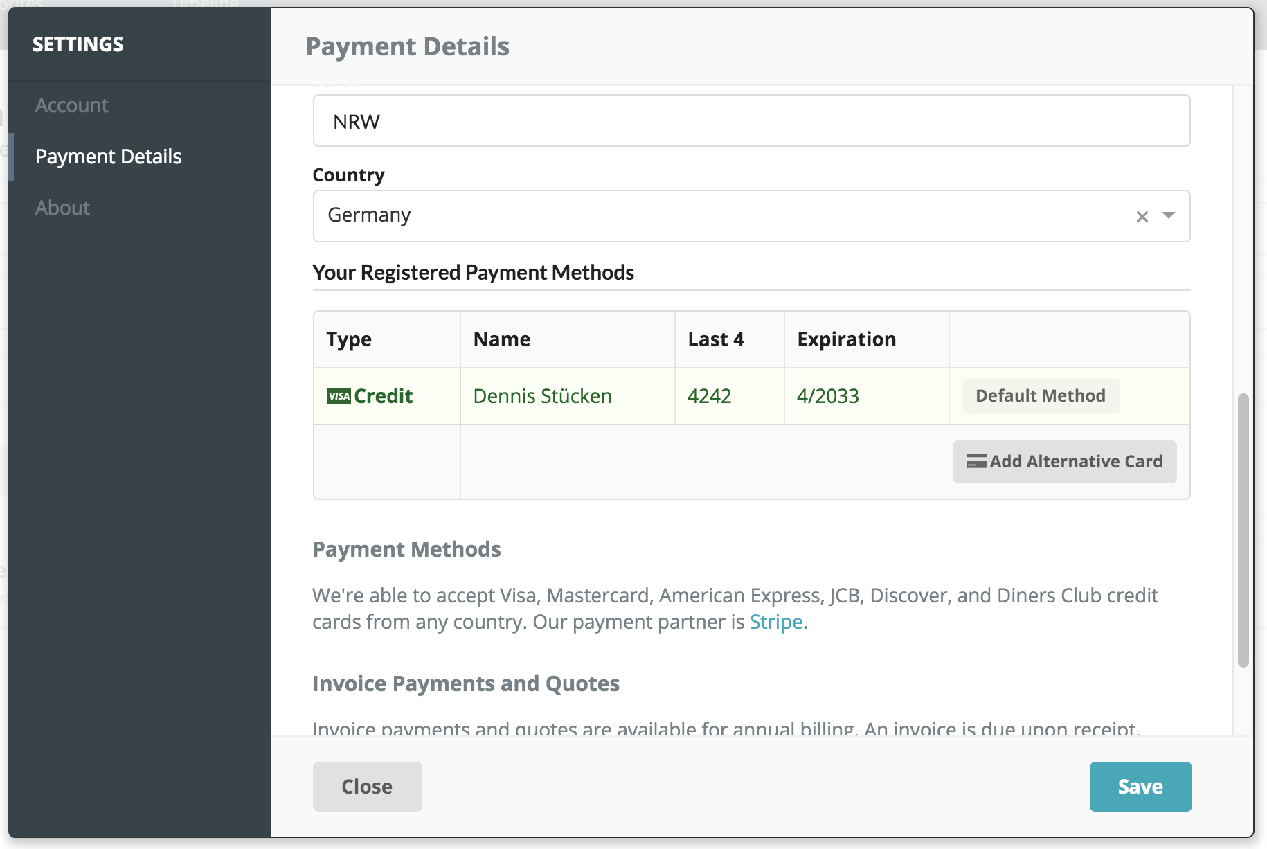 Payment Details