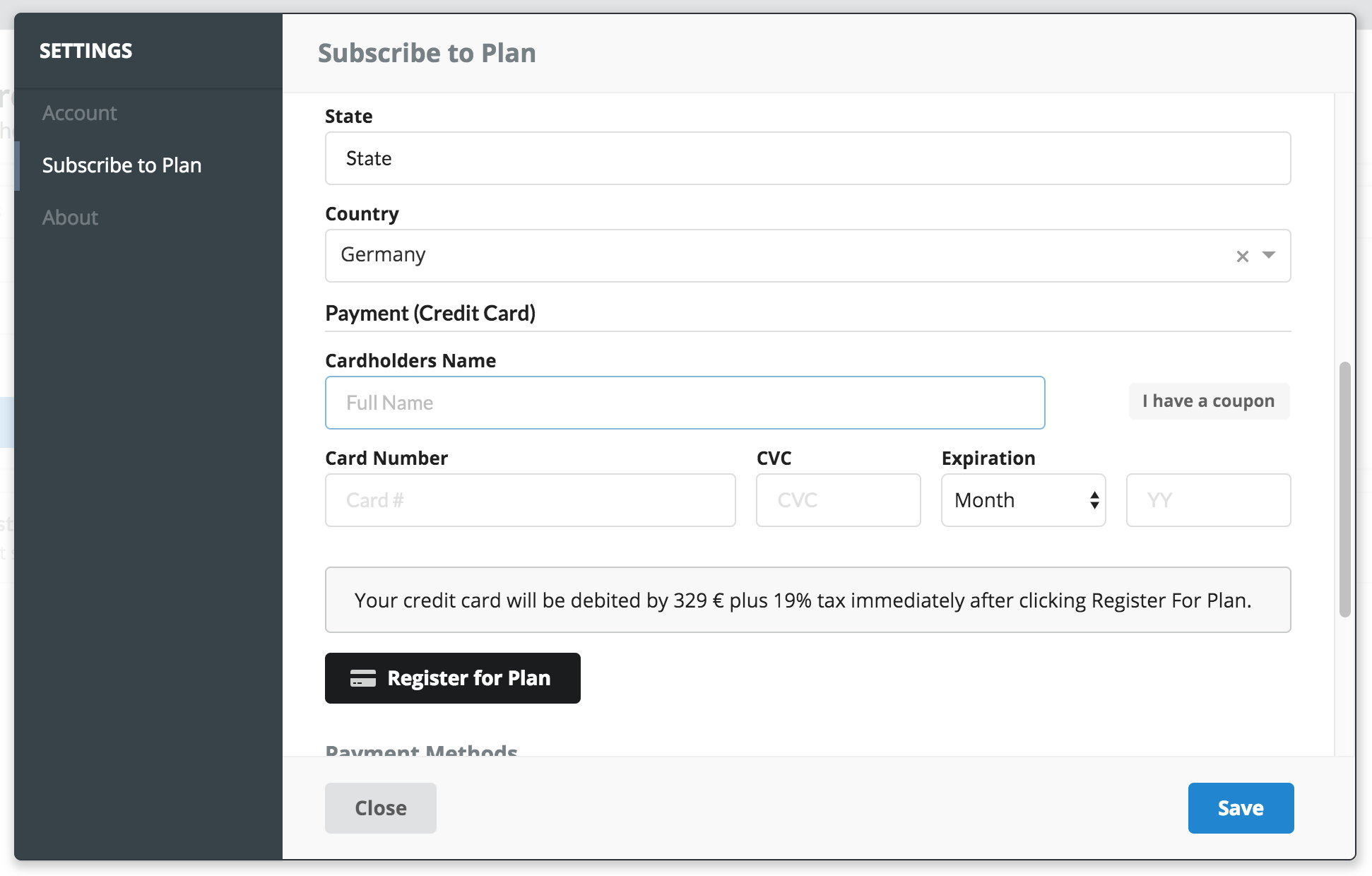 Credit Card Information